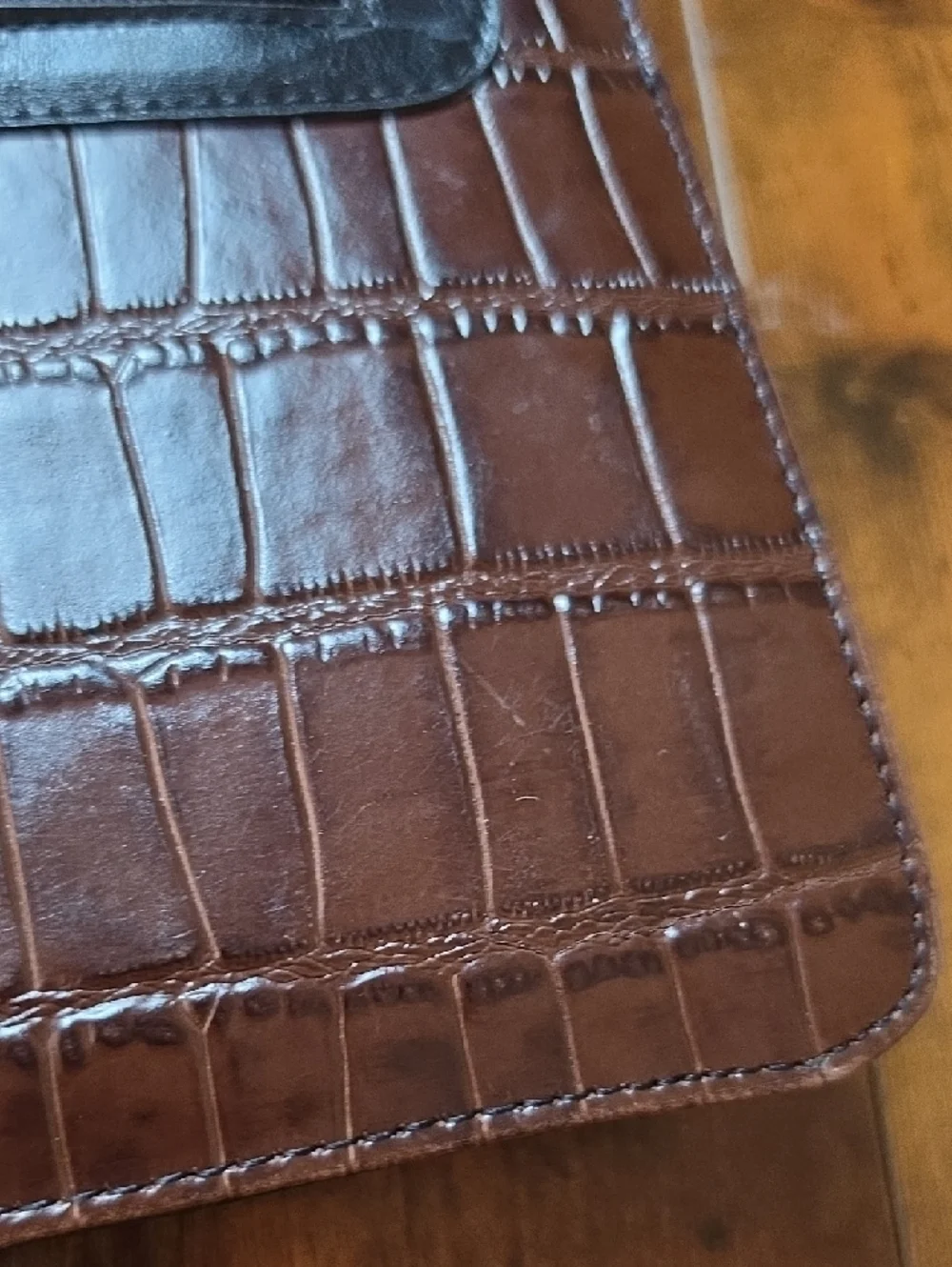 BRIGHTON | Vintage Brown & Black Croc Embossed‎ Western Inspired Leather Satchel